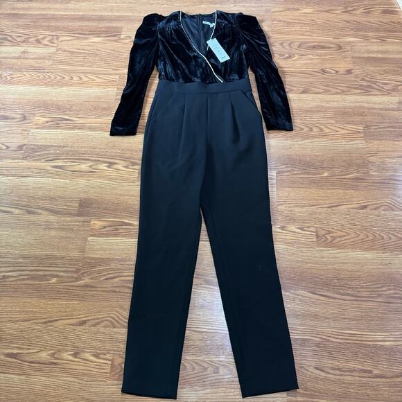 Veronica beard black Cleo Embellished Velvet Jumpsuit size 6 - Picture 10 of 14